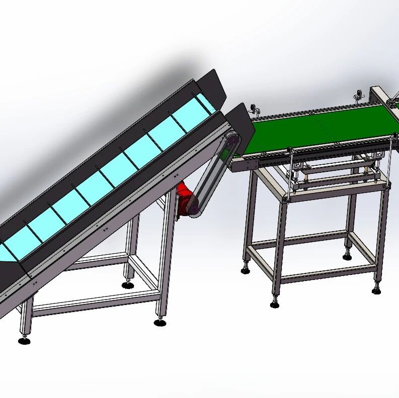 【非标数模】爬坡上料称重设备3D数模图纸 Solidworks20设计