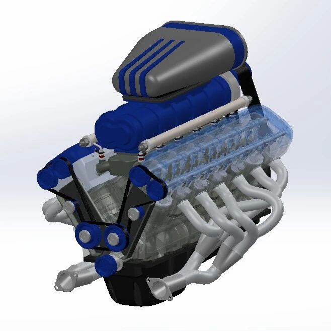 【发动机】V12发动机十二缸内燃机3D图纸 Solidworks设计