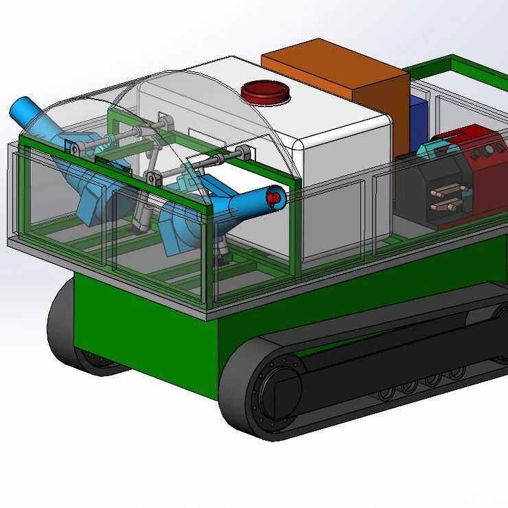 【工程机械】小风炮式喷雾机（双推杆式）3D图纸 Solidworks23设计
