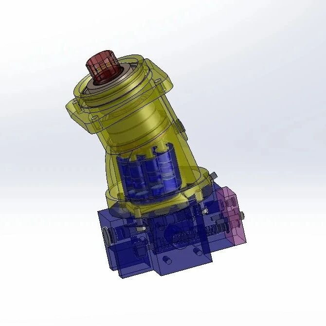 【泵缸阀杆】斜轴式轴向柱塞泵3D数模图纸 Solidworks13设计