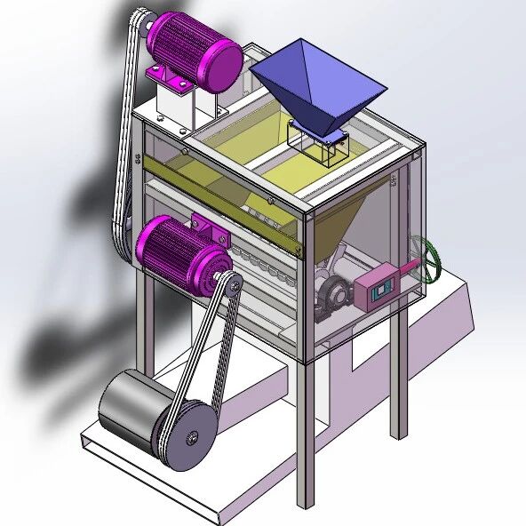 【非标数模】小型辊式核桃去壳机3D数模图纸 Solidworks25设计