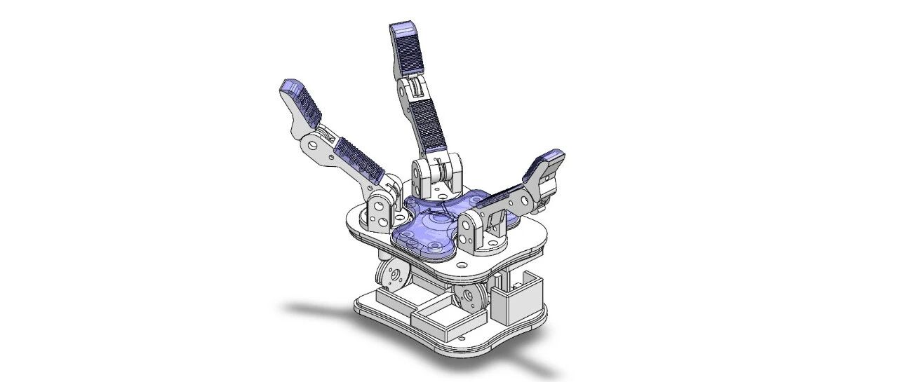 【机器人】model o三指机械夹爪结构3D图纸 Solidworks设计