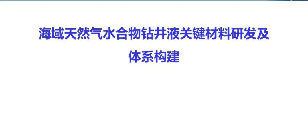 海域天然气水合物钻井液关键材料研发及体系构建
