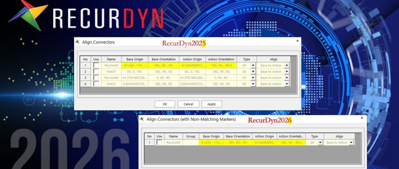 RecurDyn2026新功能- 运动副、力联接Align Connectors功能提升
