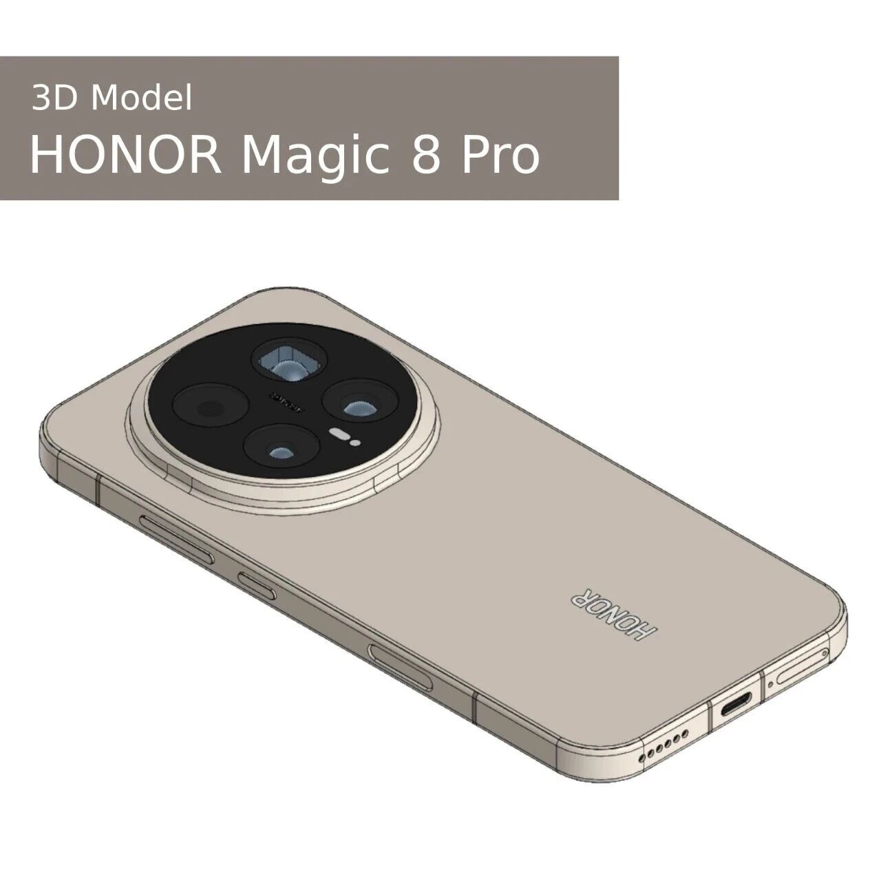 【生活艺术】Honor Magic 8 PRO手机造型3D图纸 STP IGS格式