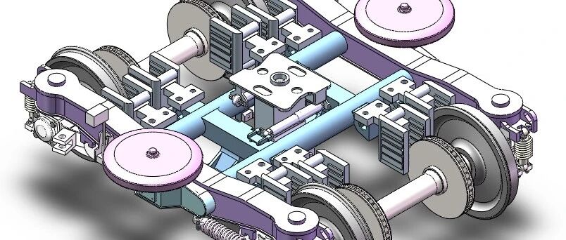 【工程机械】CRH2型动车组拖车转向架3D数模图纸 Solidworks25设计