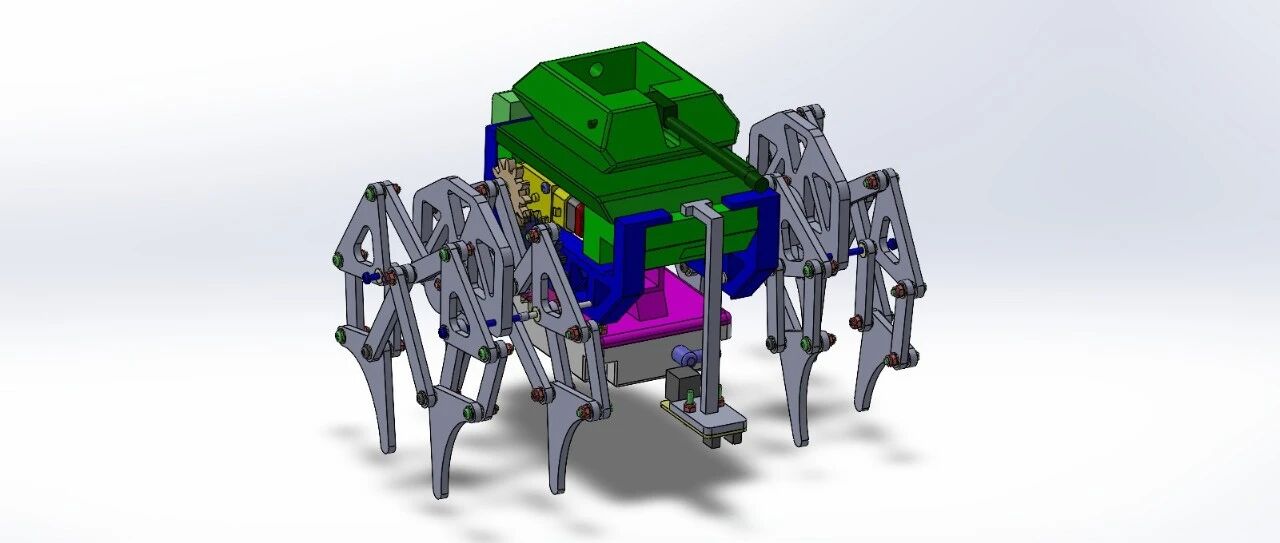 【精巧机构】Jansen Linkage连杆行走机器人结构3D图纸 Solidworks设计