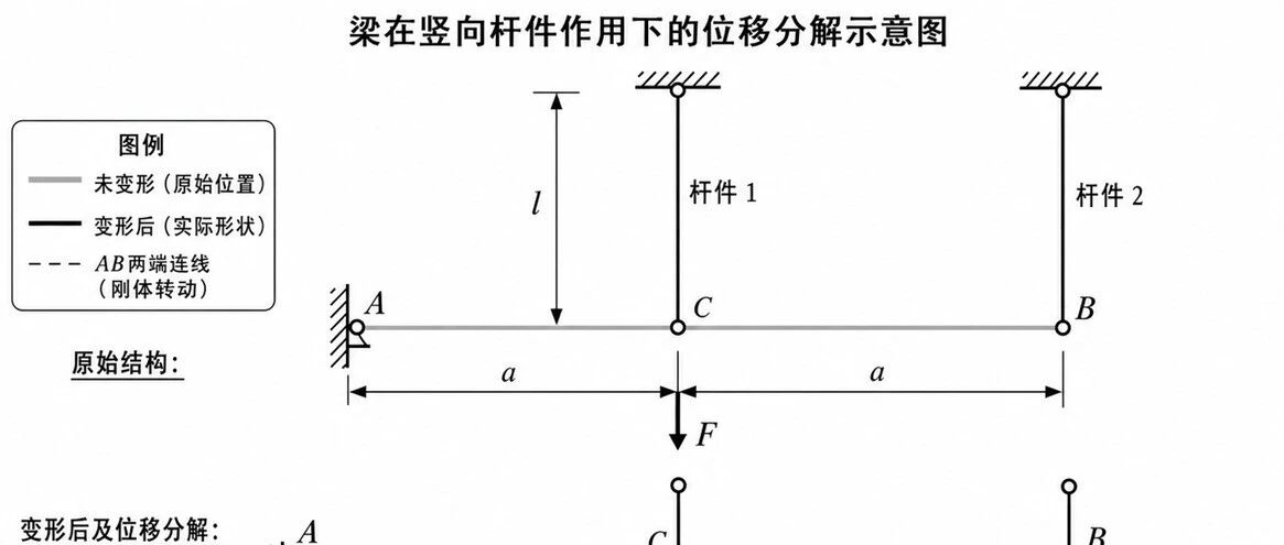 作业8-5答案 题目：图中所示结构中，杆 1 和杆 2 的抗拉刚度