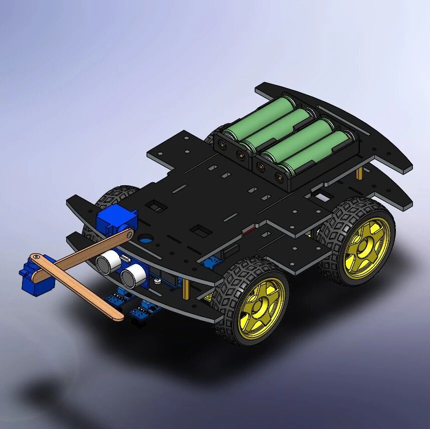 【其他车型】自主循迹避障遥控车底盘3D数模图纸 Solidworks设计