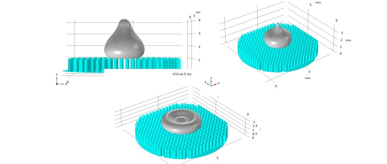 液滴撞击疏水微结构 COMSOL