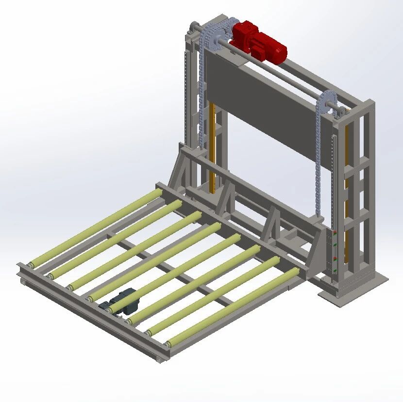 【非标数模】链条式提升滚筒输送机3D数模图纸 Solidworks18设计