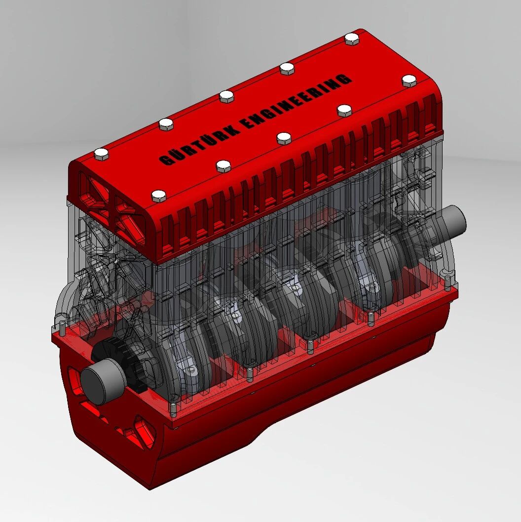 【发动机电机】四缸内燃机曲轴连杆结构3D图纸 Solidworks设计