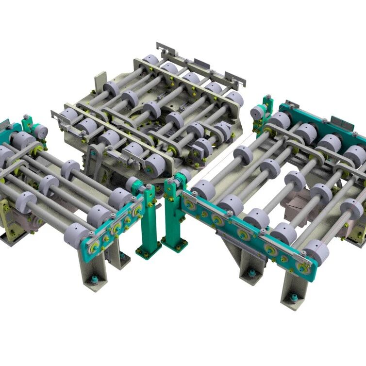 【非标数模】三通模块化滚筒输送转台 工业分拣输送设备3D图纸 x_t格式
