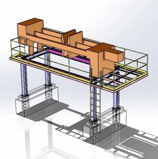【工程机械】压滤机检修操作平台机架3D图纸 IGS格式
