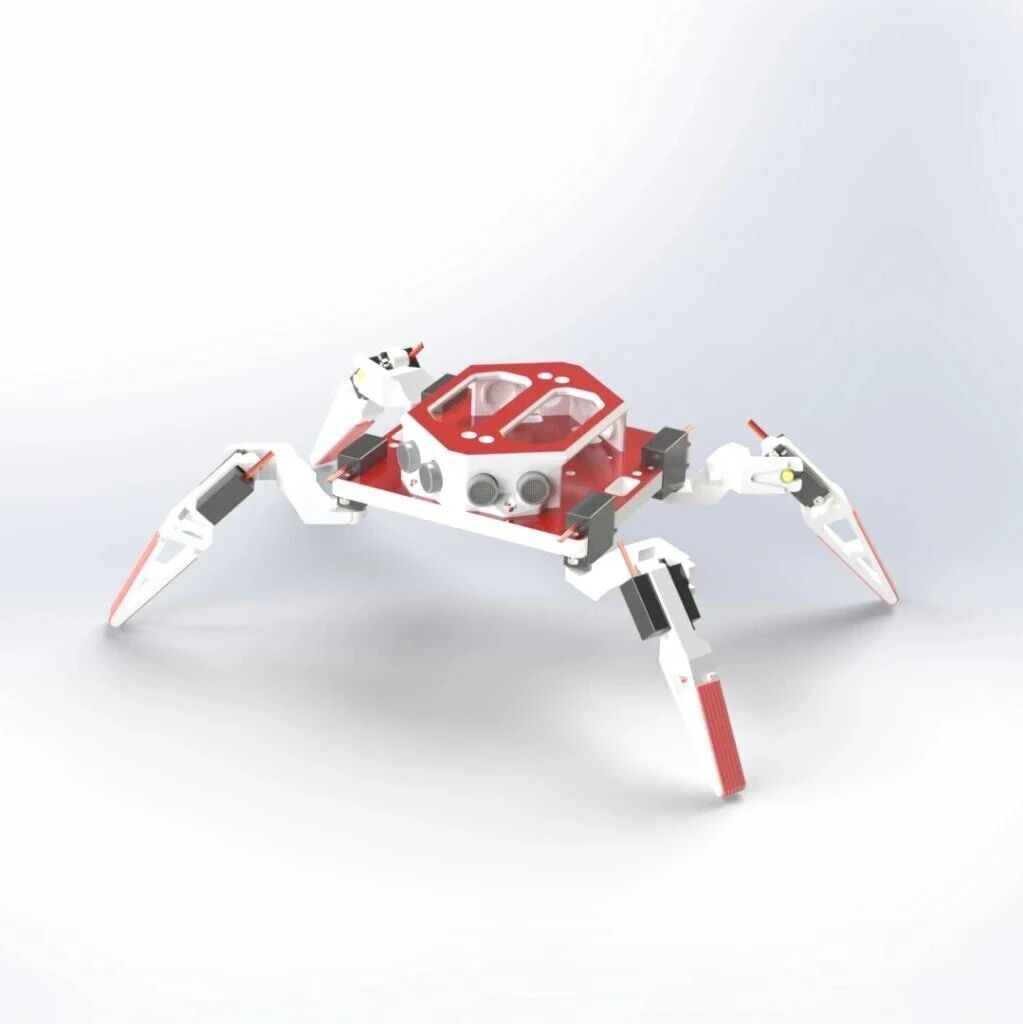 【机器人】八自由度四足蜘蛛机器人结构3D图纸 Solidworks设计