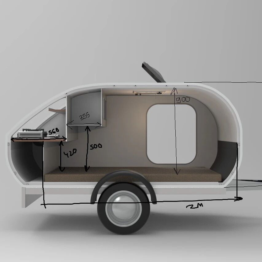 【其他车型】Teardrop Trailer水滴型露营拖车3D数模图纸 STEP格式