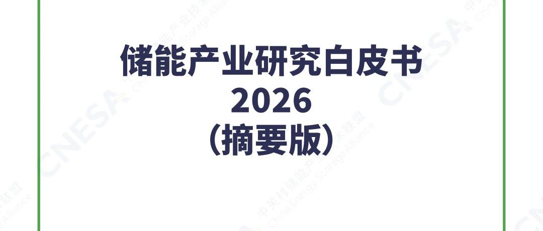 《储能产业研究白皮书2026》