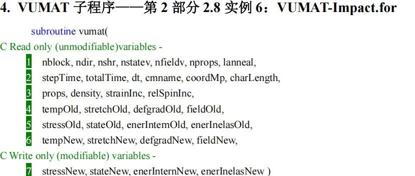 附 录-4. VUMAT 子程序-第 2 部分 2.8 实例 6：VUMAT-Impact.for