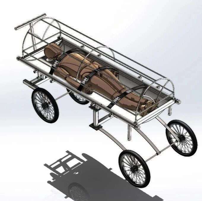 【医疗器械】多功能移动式担架3D数模图纸 Solidworks设计