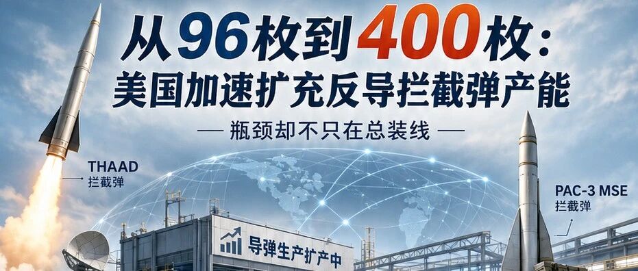 从96枚到400枚：美国加速扩充反导拦截弹产能，瓶颈却不只在总装线