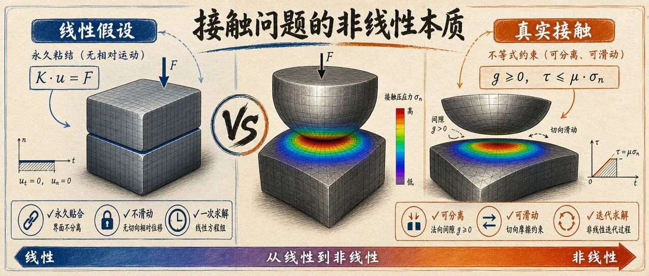 接触问题为什么高度非线性？从接触约束的数学条件讲明白