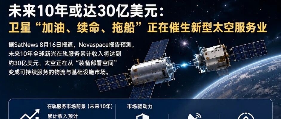 未来10年或达30亿美元：卫星“加油、续命、拖船”正在催生新型太空服务业