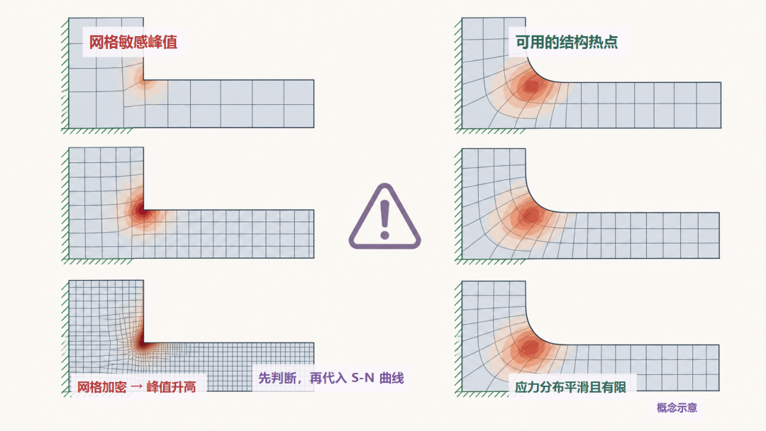 网格敏感峰值与可用结构热点的对比