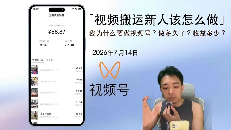 视频展示的58.87元单日收益及构成