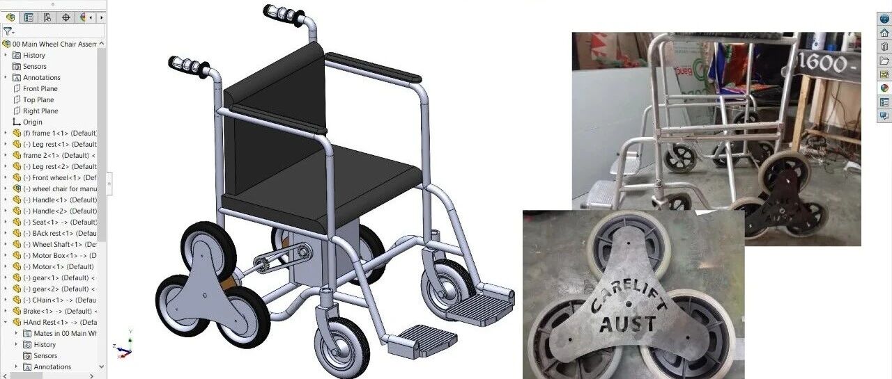 【医疗器械】Tri-Wheel Wheelchair三角轮轮椅简易模型3D图纸