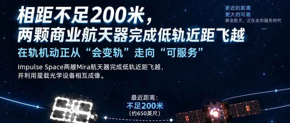 相距不足200米，两颗商业航天器完成低轨近距飞越：在轨机动正从“会变轨”走向“可服务”