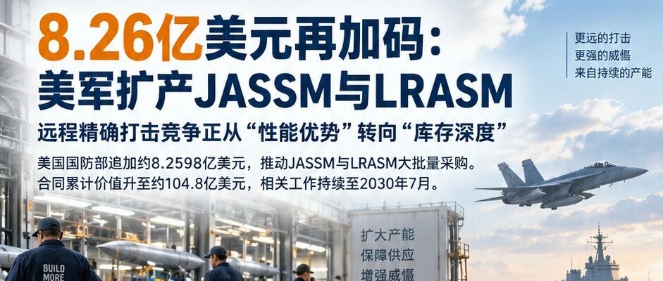 8.26亿美元再加码：美军扩产JASSM与LRASM，远程精确打击竞争转向“库存深度”