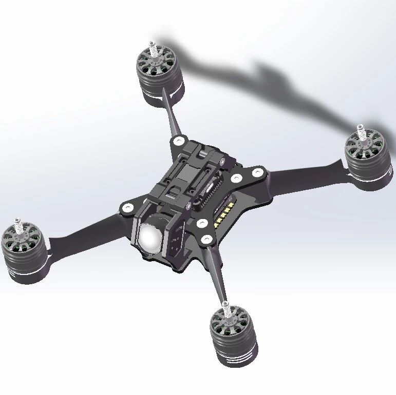 【飞行模型】Motion View 5 FPV四轴无人机架3D图纸 STEP格式