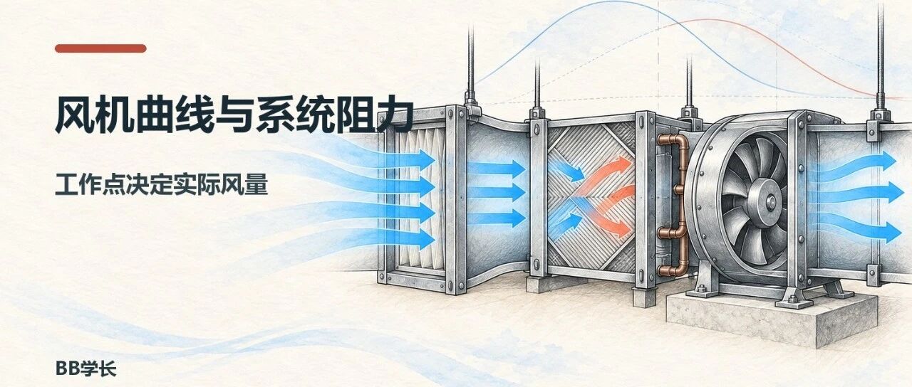 风机曲线与系统阻力，决定实际风量
