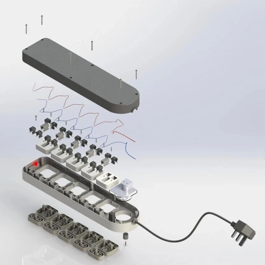 【工程机械】Multi-Outlet Power多插孔排插3D数模图纸 Solidworks设计