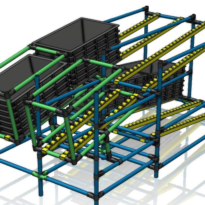 【工程机械】模块化管材架包塑管材架3D数模图纸 STEP IGS格式
