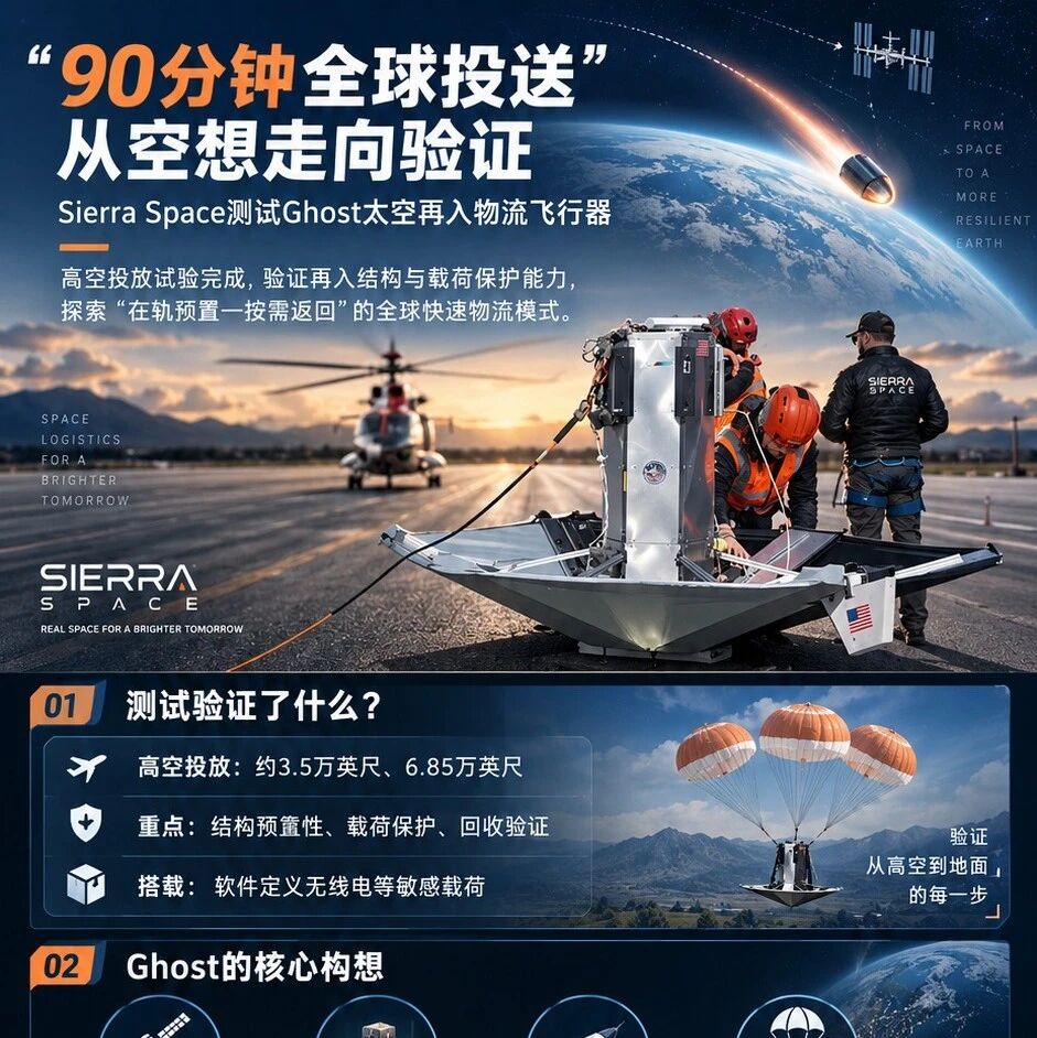 “90分钟全球投送”从空想走向验证：Sierra Space测试Ghost太空再入物流飞行器