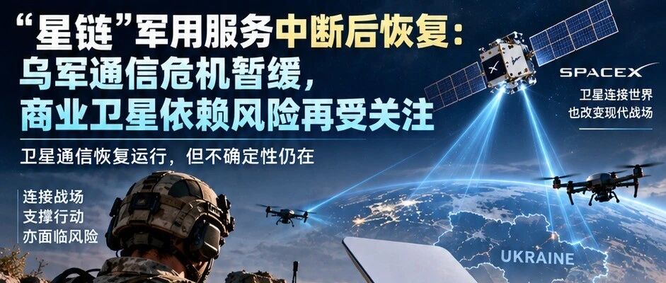 “星链”军用服务中断后恢复：乌军通信危机暂缓，商业卫星依赖风险再受关注