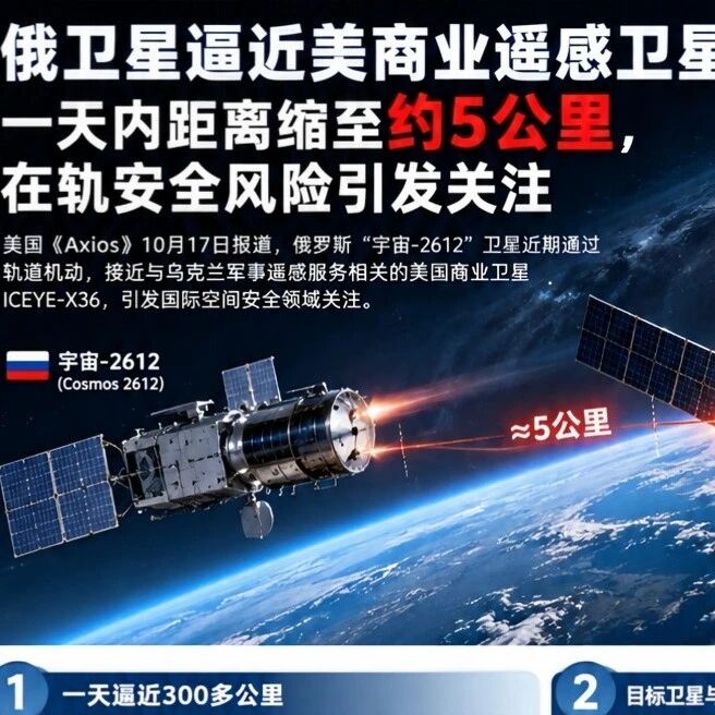 俄卫星逼近美商业遥感卫星：一天内距离缩至约5公里，在轨安全风险引发关注